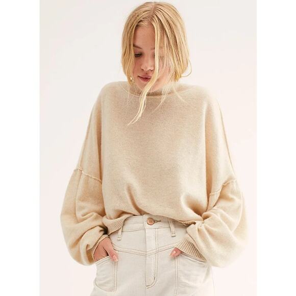 Free People Sweaters - FREE PEOPLE So Low So High Cashmere Sweater Champagne Dolman Sleeve Women's XS